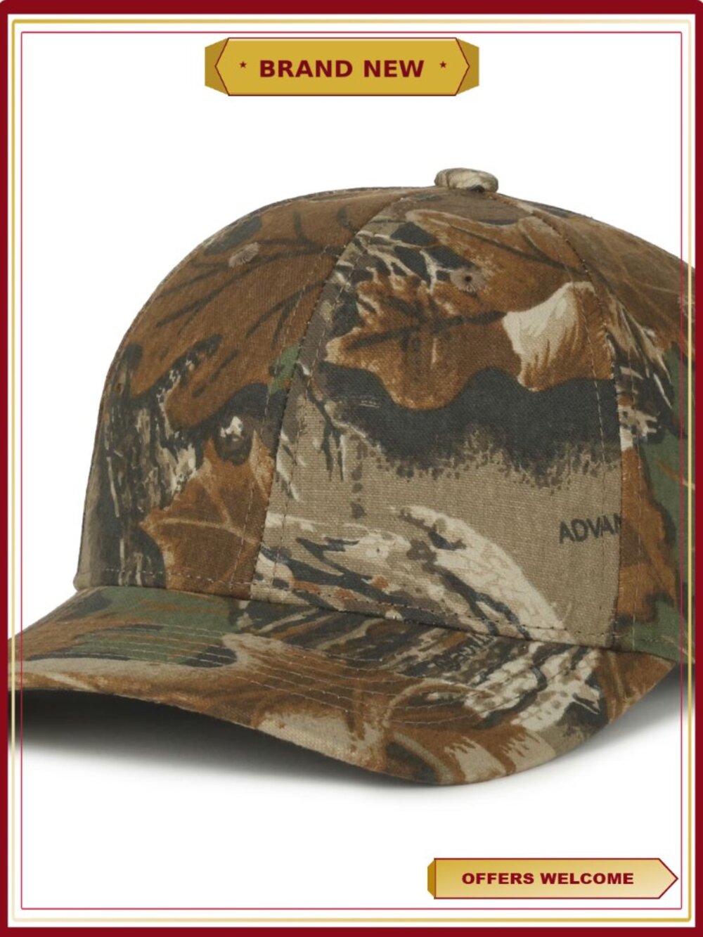 Realtree Advantage Camo Structured Hunting Cap Adjustable Snapback